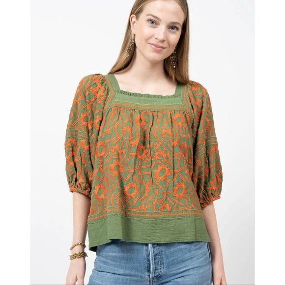 Solana from Sister Mary Jane Square Neck Embroidered Blouse - Picture 1 of 9